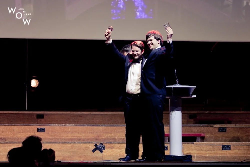 Diederik Idenburg and Ivo on stage at the awards ceremony