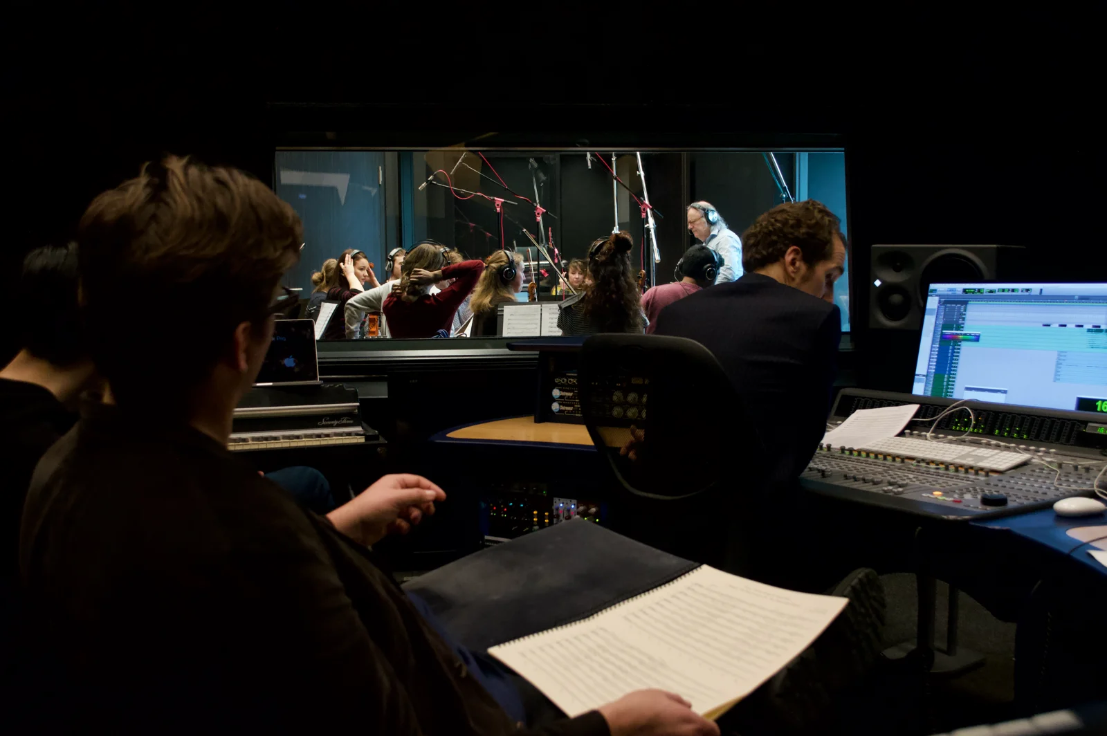 View from the control room during the Corpus orchestral recording