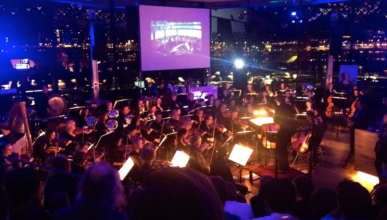 Orchestra performing during Museumnacht at Eye